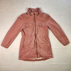 H&M Girls Cargo Jacket Size 10 Dark Rose Pink Cotton Winter